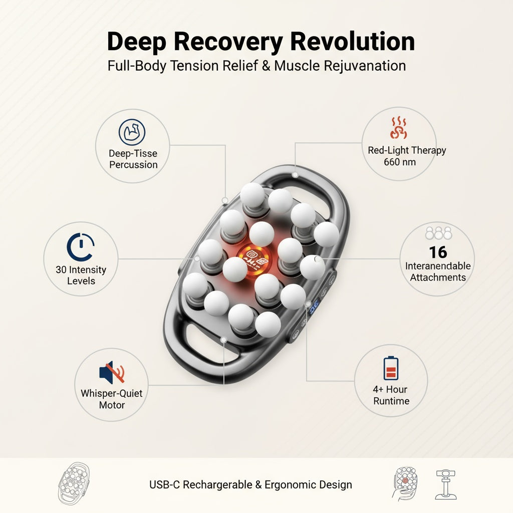 16-Head Deep Tissue Massage Gun for Muscle Recovery”